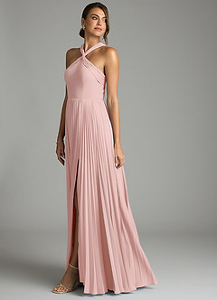 Azazie Afra Abiti da Damigella Abito A-Line in Chiffon Plissettato Rosa Cipria image8