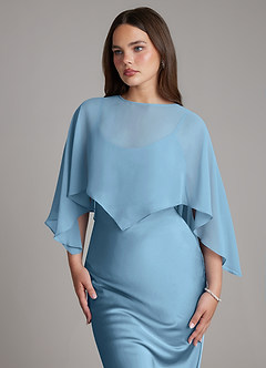 Azazie Ambra Bridesmaid Dresses Steel Blue Mermaid Pleated Stretch Satin Dress image4