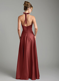 Azazie Tenaya Bridesmaid Dresses Terracotta A-Line Sweetheart Neckline Stretch Satin Dress image7