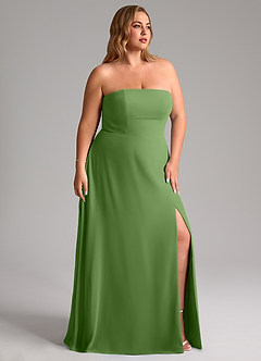 Azazie Wren Robes de demoiselle d'honneur Robe Trapèze Convertible en Mousseline de soie Fente Latérale Basilic image11