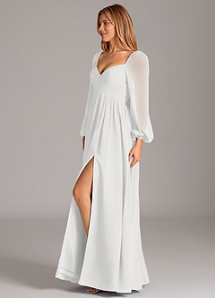 Azazie Bailee Brudepigekjoler En streg Langærmet Chiffon Gulv-længde Kjole image3