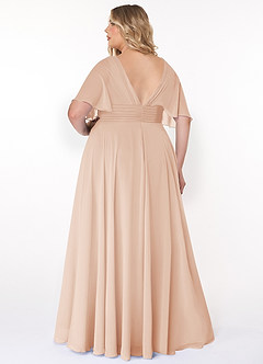 Azazie Pamela Bridesmaid Dresses English Rose A-Line V-Neck Pleated Chiffon Dress image7