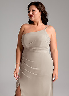 Azazie Eren Bridesmaid Dresses Frost Sheath One Shoulder Chiffon Dress image13