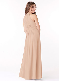 Azazie Bonnie Junior English Rose A-Line Pleated Chiffon Dress image5
