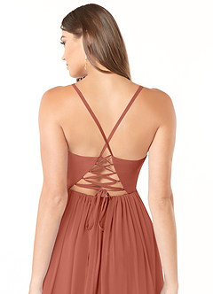 Azazie Aaida Bridesmaid Dresses Clay A-Line Corset Chiffon Dress image3