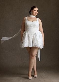 Azazie Dawn Wedding Dresses Diamond White A-Line Lace Dress image1