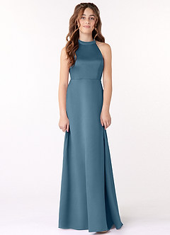 Azazie Laurel Junior Bermuda A-Line Stretch Satin Dress image1