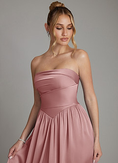 Azazie Zena Bridesmaid Dresses Dusty Rose A-Line Strapless Stretch Satin Dress image3