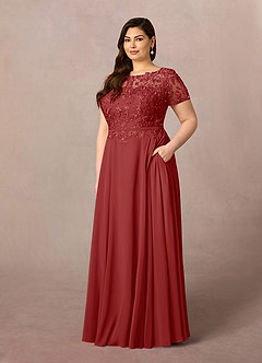 Azazie Adina Mother of the Bride Dresses Rust A-Line Boatneck Sequins Chiffon Dress image7