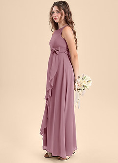 Azazie Lilenne Junior Vintage Mauve A-Line Bow Chiffon Dress image4