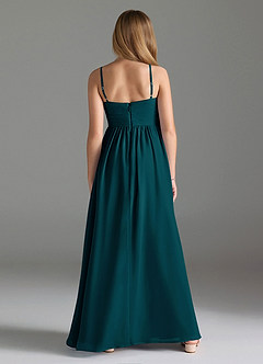 Azazie Alia Junior Pine A-Line Pleated Chiffon Dress image2