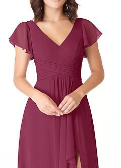 Azazie Omari Robes de demoiselle d'honneur Robe Trapèze en Mousseline de soie Mûre image5