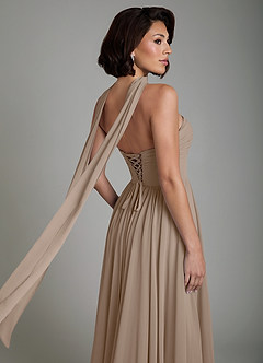 Azazie Petra Abiti da Damigella Abito A-Line in Chiffon Corsetto Taupe image9