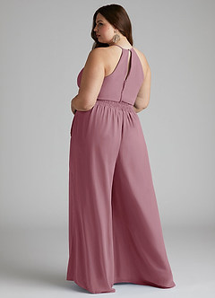 Azazie Kenzi Bridesmaid Dresses Vintage Mauve Pleated Chiffon Jumpsuit image9