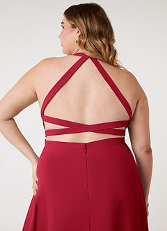 Azazie Clarice Jurken voor bruidsmeisjes Jurk van Chiffon met A-Lijn Houder Scharlaken image3