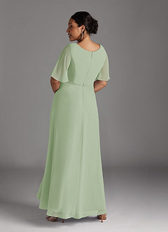 Azazie Tricia vestidos de madre de la novia Vestido de Salvia Polvorienta de Gasa de Corte En A con Cuello en V Plisado image4
