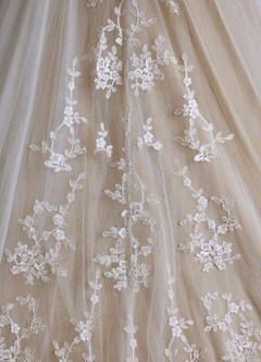 Azazie Devi Robes de mariée Robe Trapèze en Tulle Col V Dentelle Diamant Nude image13