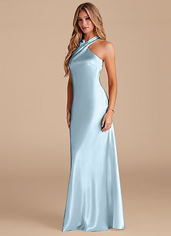 Azazie Doretta Robes de demoiselle d'honneur Robe Sirène en Satiné métallisé Arc Bleu Ciel image4