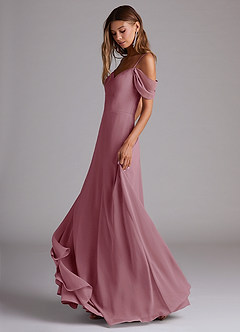 Azazie Marley Bridesmaid Dresses Vintage Mauve A-Line Off the Shoulder Chiffon Convertible Dress image3