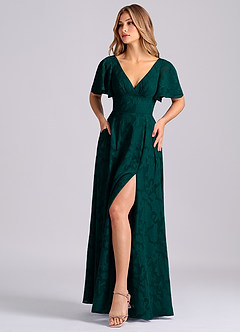 Azazie Kimber Suknie dla druhen Linia A z kieszeniami Kwiatowe wypalenie Do ziemi Sukienka image6