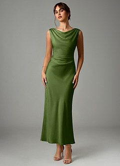 Azazie Kieryn Brautjungfernkleider Meerjungfrau-Linie Plissee Stretch-Satin Kleid Wacholder image1