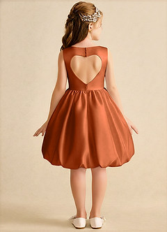 Azazie Nirvana Robe Demoiselle D'honneur Fillette Robe Princesse en Mat Satiné Rayé Orange Brûlée image1