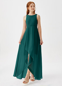 Azazie Lizette Junior Peacock A-Line Pleated Chiffon Dress image4