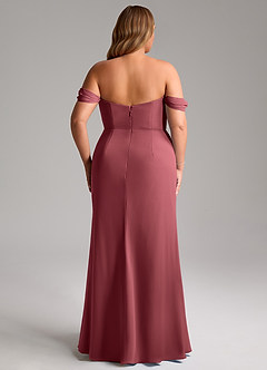 Azazie Saige Brautjungfernkleider Wandelbar A-Linie Schulterfrei Chiffon Kleid Merlot image15