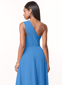 Azazie Ashley Bridesmaid Dresses Blue Jay A-Line Ruched Chiffon Dress image3