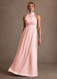 Azazie Antoinette Mother of the Bride Dresses Blushing Pink A-Line Pleated Chiffon Dress image3