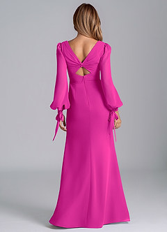 Azazie Mero Vestidos de damas de honor Vestido de Fucsia de Gasa de Corte Sirena con Manga larga image3