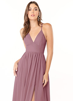 Azazie Aaida Bridesmaid Dresses Vintage Mauve A-Line Corset Chiffon Dress image6