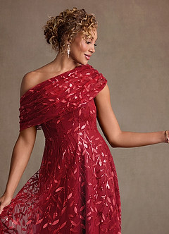Azazie Sidney Mother of the Bride Dresses Cabernet A-Line Off the Shoulder Lace Dress image7
