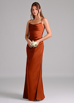Azazie Lucille Bridesmaid Dresses Paprika Mermaid Strapless Stretch Satin Convertible Dress image3