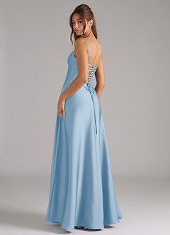 Azazie Valentine Suknie dla druhen Linia A Gorset Satyna elastyczna Do ziemi Sukienka image2