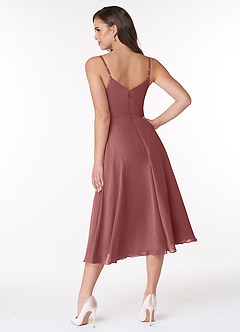 Azazie Clarissa Bridesmaid Dresses Amethyst A-Line V-Neck Chiffon Dress image2