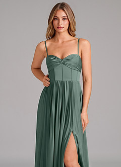 Azazie Tyla Vestidos de damas de honor Vestido de Musgo Marino de Satén Elástico de Corte en A con Escote de Corazón image8