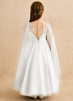 Azazie Dandelion Flower Girl Dresses Ivory Ball-Gown Lace Dress image2
