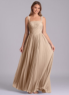 Azazie Mina Jurken voor bruidsmeisjes Jurk van Chiffon met A-Lijn Geplooid Taupe image4