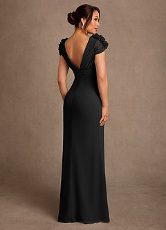 Azazie Louella Mother of the Bride Dresses Black A-Line Pleated Chiffon Dress image2