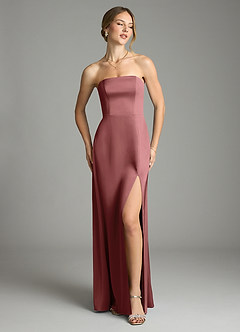 Azazie Wren Bridesmaid Dresses Amethyst A-Line Strapless Stretch Satin Convertible Dress image2