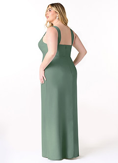 Azazie Denice Bridesmaid Dresses Eucalyptus Sheath Pleated Chiffon Dress image12