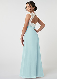 Azazie Rana Junior Sea Glass A-Line Lace Chiffon Dress image4