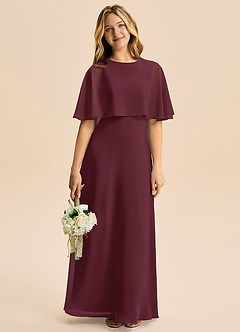 Azazie Maris Junior Abito A-Line in Chiffon Cabernet image5