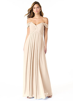 Azazie Kaitlynn Robes de demoiselle d'honneur Robe Empire Convertible en Mousseline de soie Gerafft Albâtre Blanc image2