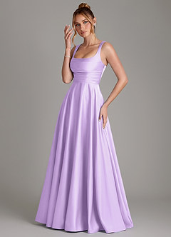 Azazie Azaria Robes de demoiselle d'honneur Robe Trapèze en Satin extensible Corset Lilas image3