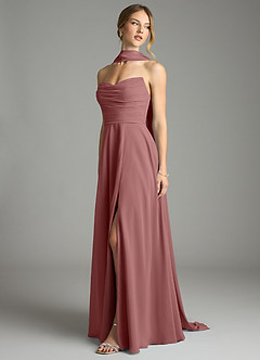 Azazie Ayla Abiti da Damigella Abito A-Line in Chiffon Scollo a Cuore Rosa Del Deserto image10