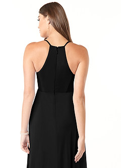 Azazie Annabelle vestidos de dama de honor de maternidad Vestido de Acampanado Cuello en V plisado Largo hasta el piso Malla image3