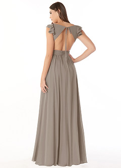 Azazie Kasia Vendita Finale Abito A-Line in Chiffon Increspato Taupe image2