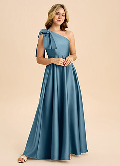 Azazie Penguin Junior Abito A-Line in Raso Elasticizzato Fiocco Bermuda image4